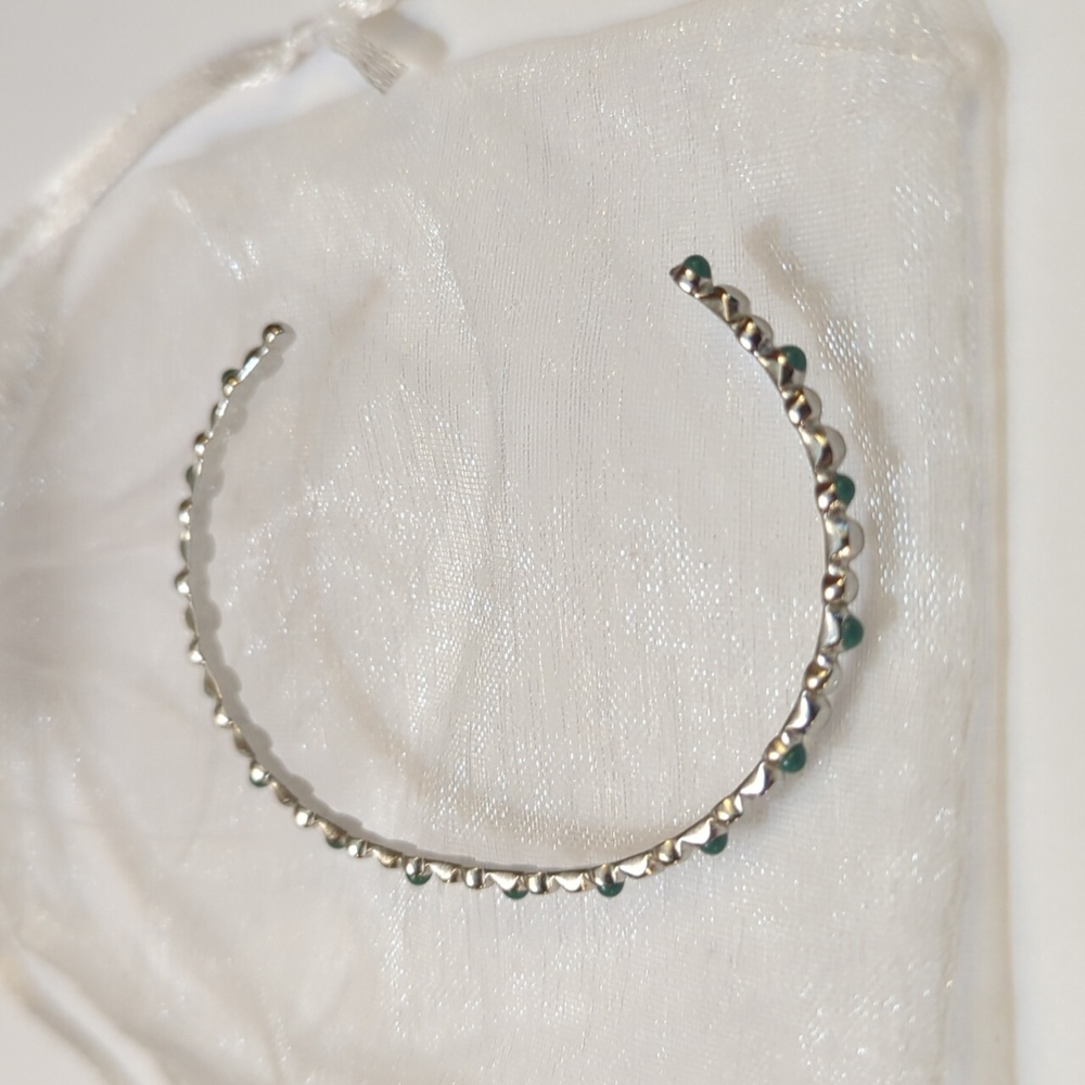 NEW Plunder Kinsley Silver Stainless Steel Turquoise Cuff Bangle Bracelet - Picture 9 of 9